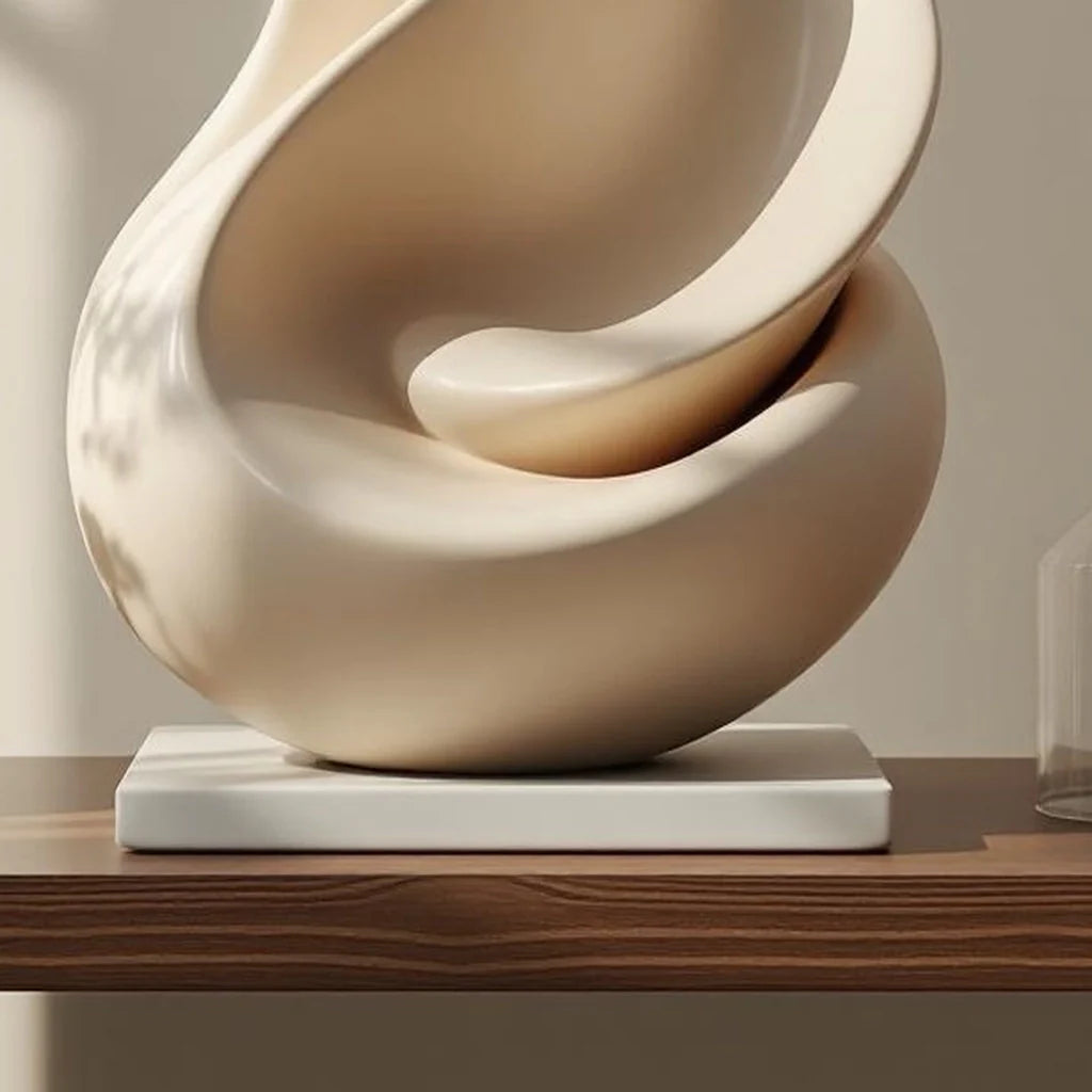 Abstract Resin Sculpture Object in Warm Ivory