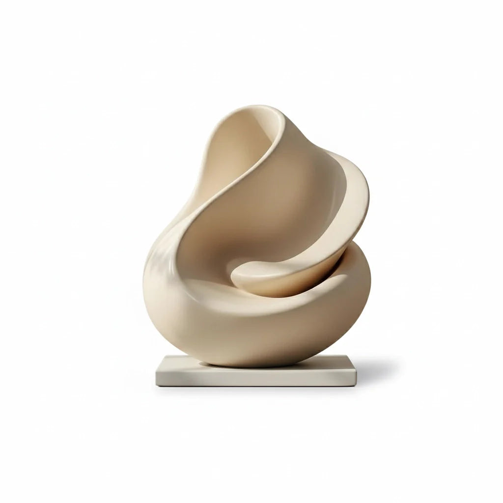 Abstract Resin Sculpture Object in Warm Ivory