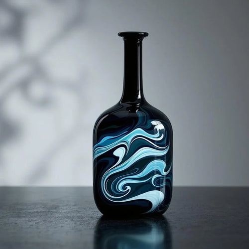 Art Glass Decorative Bottle with Swirl Pattern