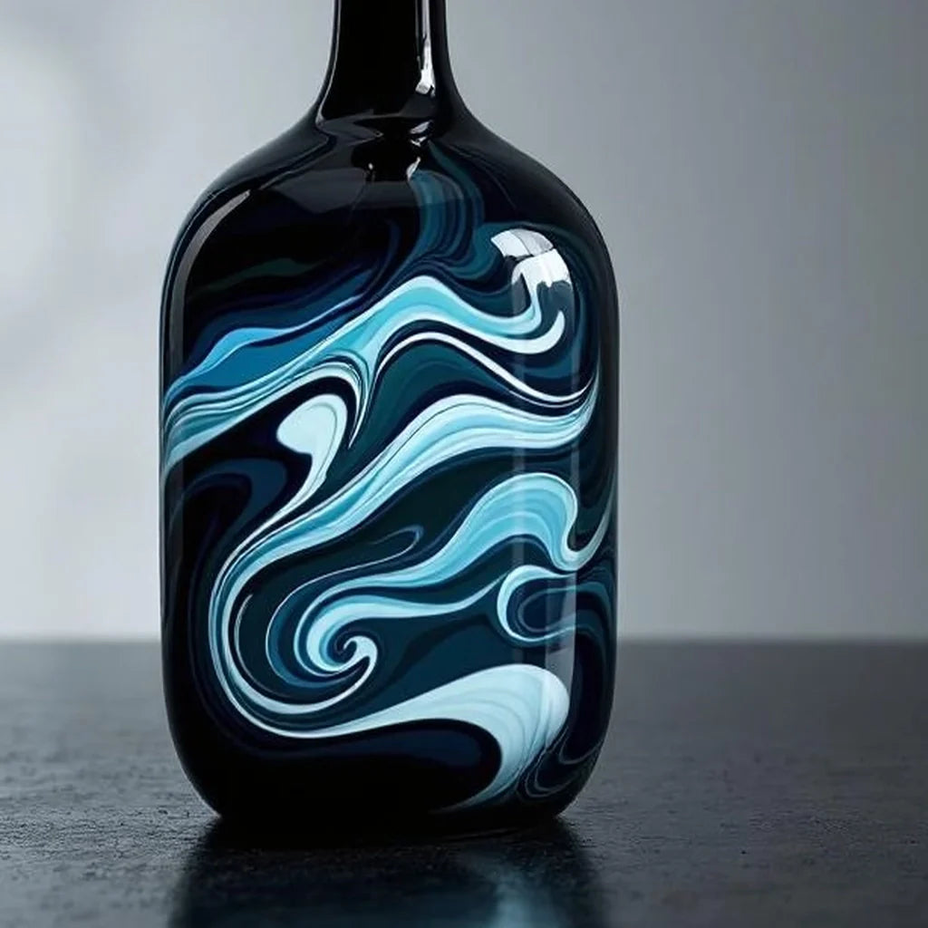 Art Glass Decorative Bottle with Swirl Pattern