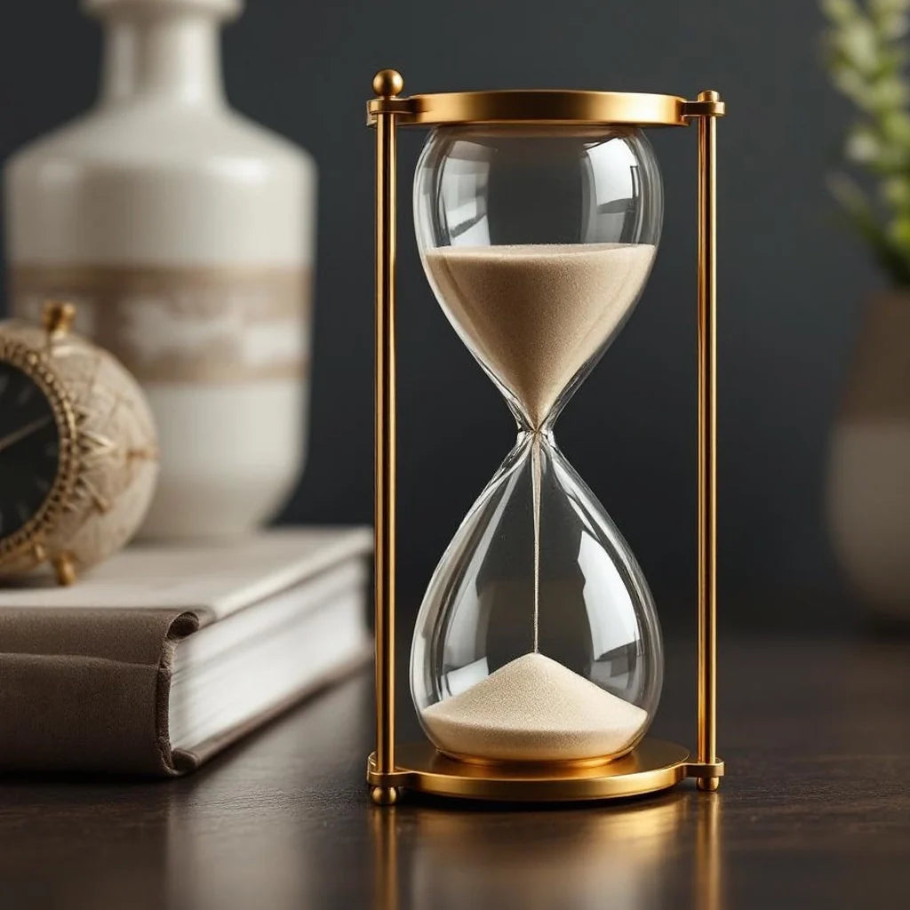 Brass Finish Hourglass Desk Accent