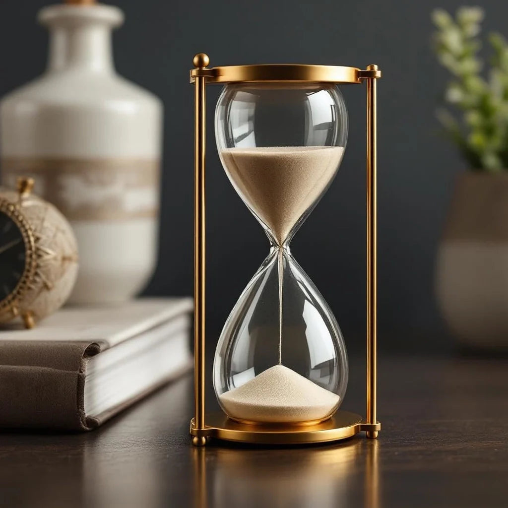 Brass Finish Hourglass Desk Accent