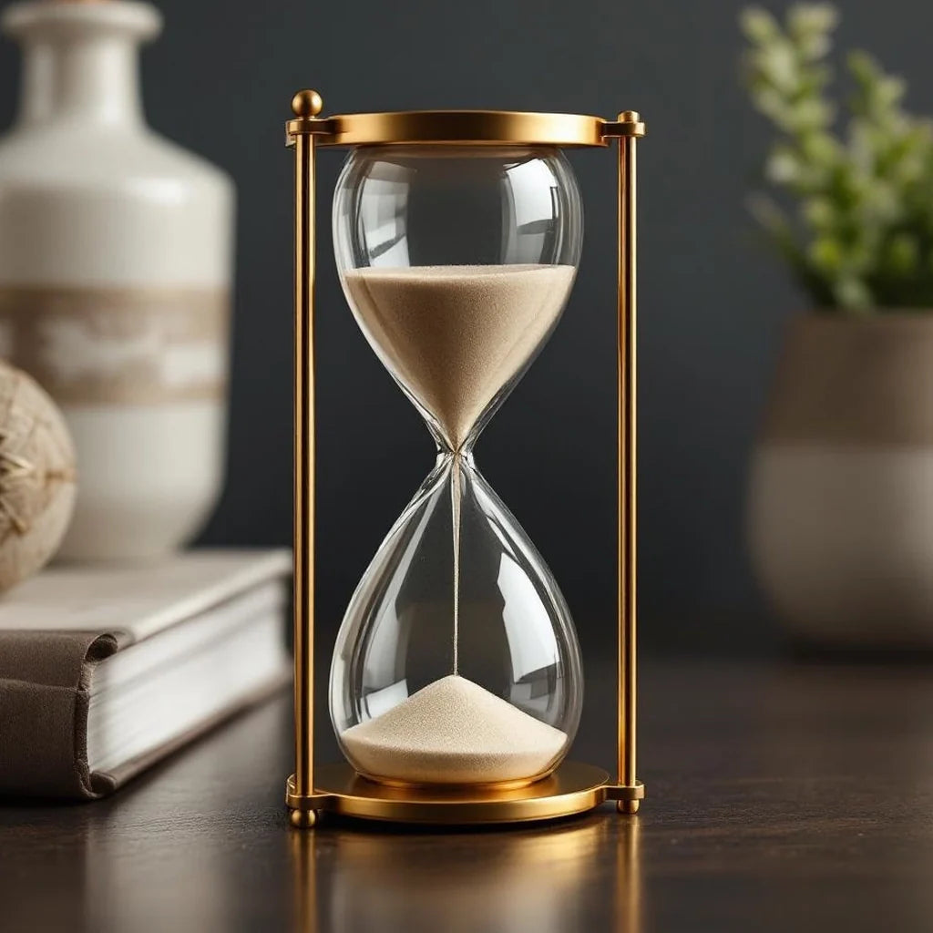 Brass Finish Hourglass Desk Accent