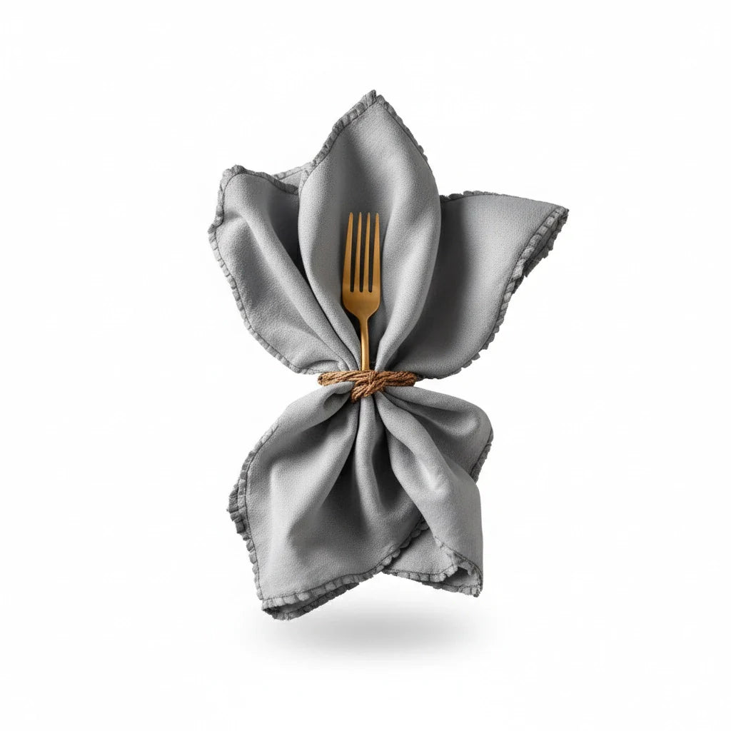 Cotton Cloth Napkin Set in Soft Gray