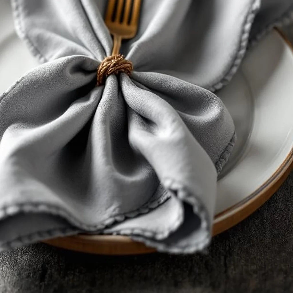 Cotton Cloth Napkin Set in Soft Gray