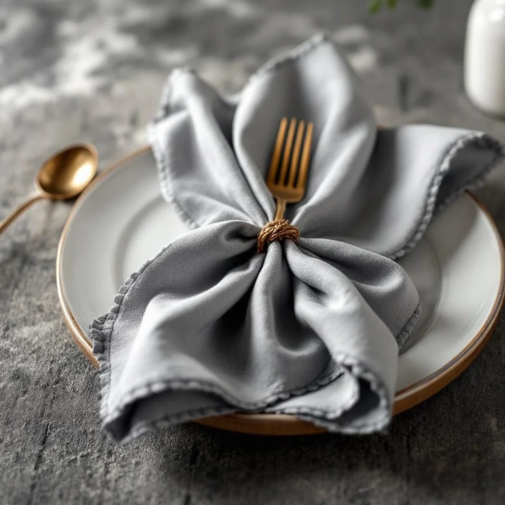 Cotton Cloth Napkin Set in Soft Gray