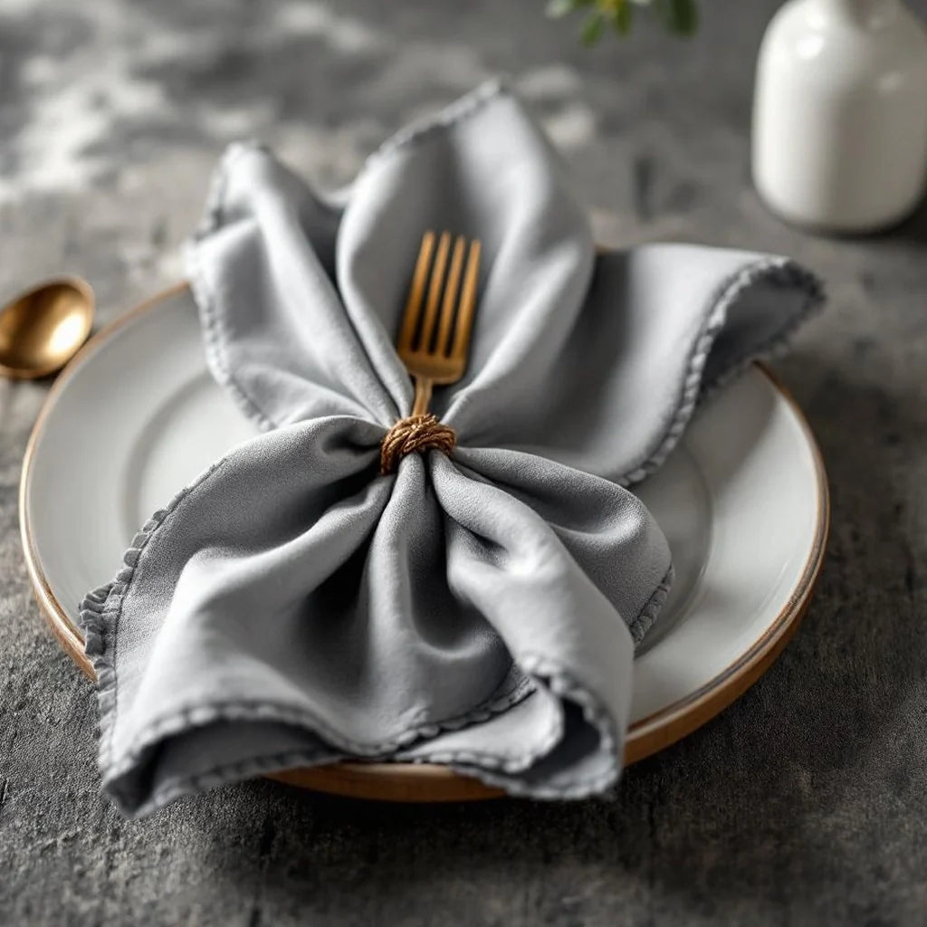 Cotton Cloth Napkin Set in Soft Gray