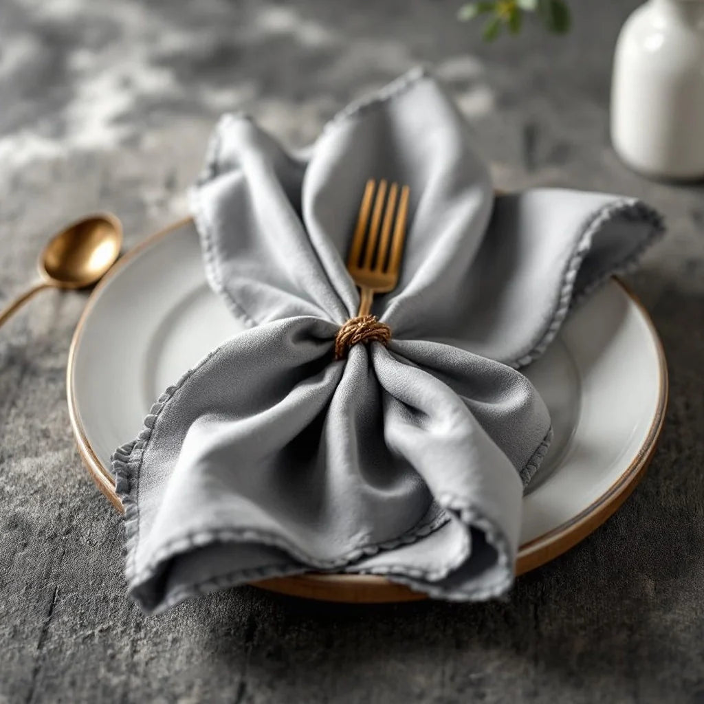 Cotton Cloth Napkin Set in Soft Gray