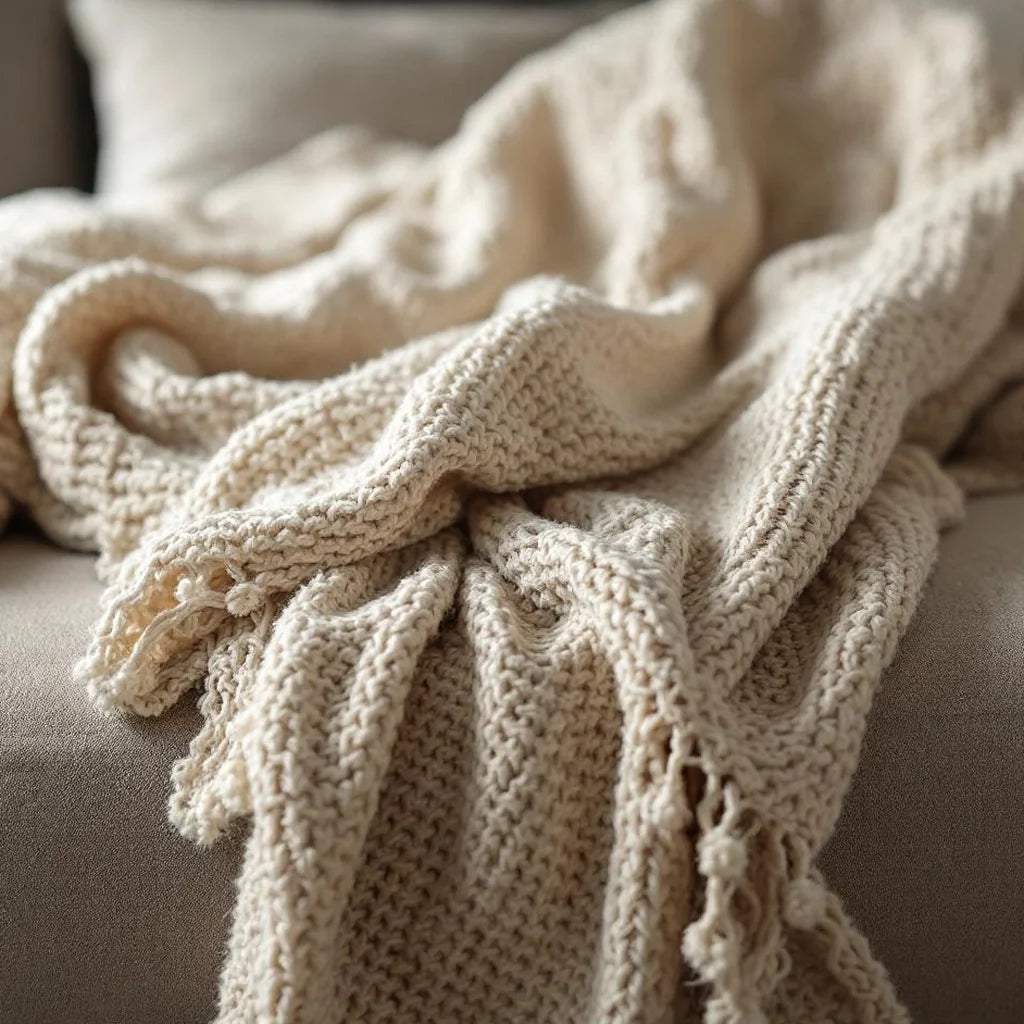 Cozy Woven Throw Blanket in Oatmeal