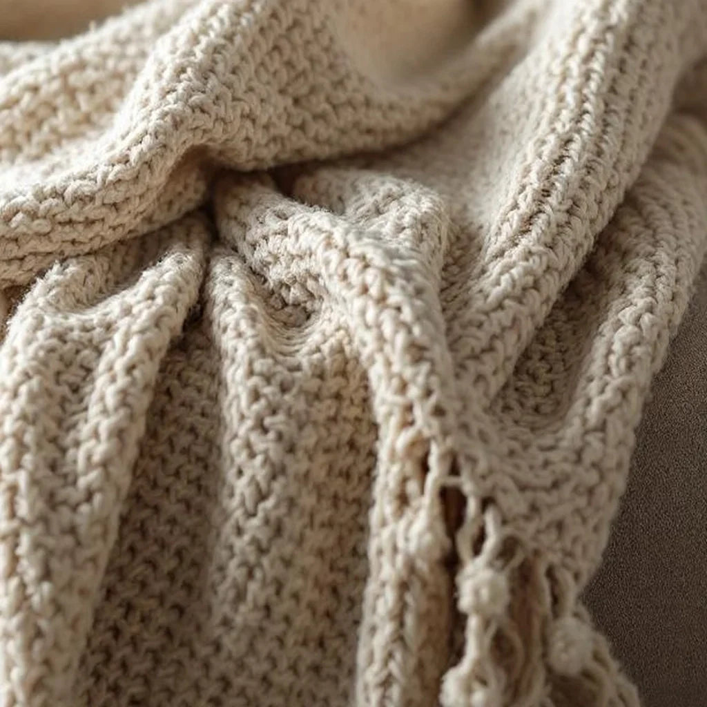 Cozy Woven Throw Blanket in Oatmeal