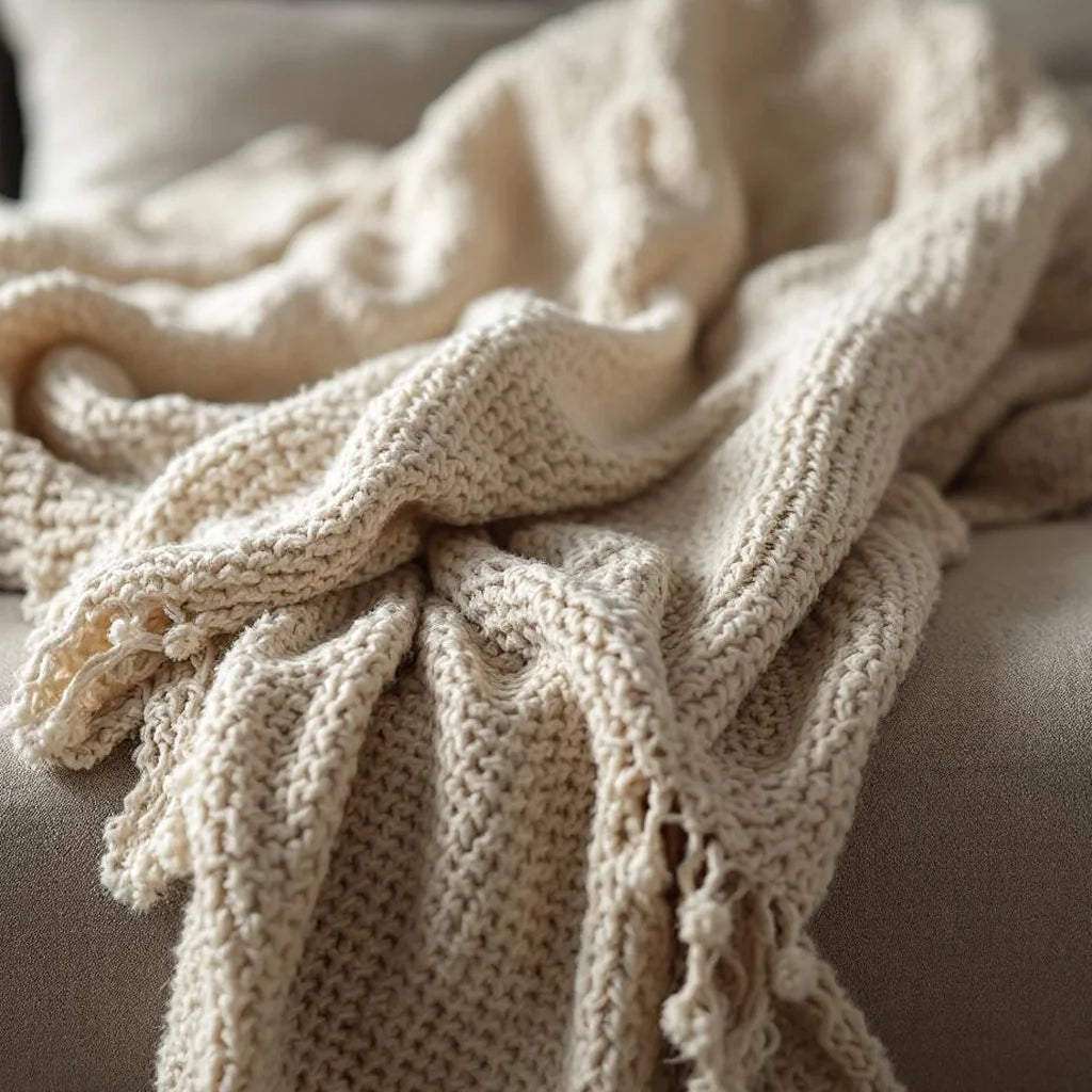 Cozy Woven Throw Blanket in Oatmeal
