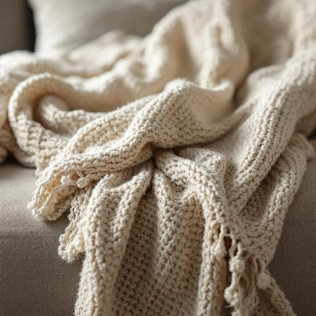 Cozy Woven Throw Blanket in Oatmeal