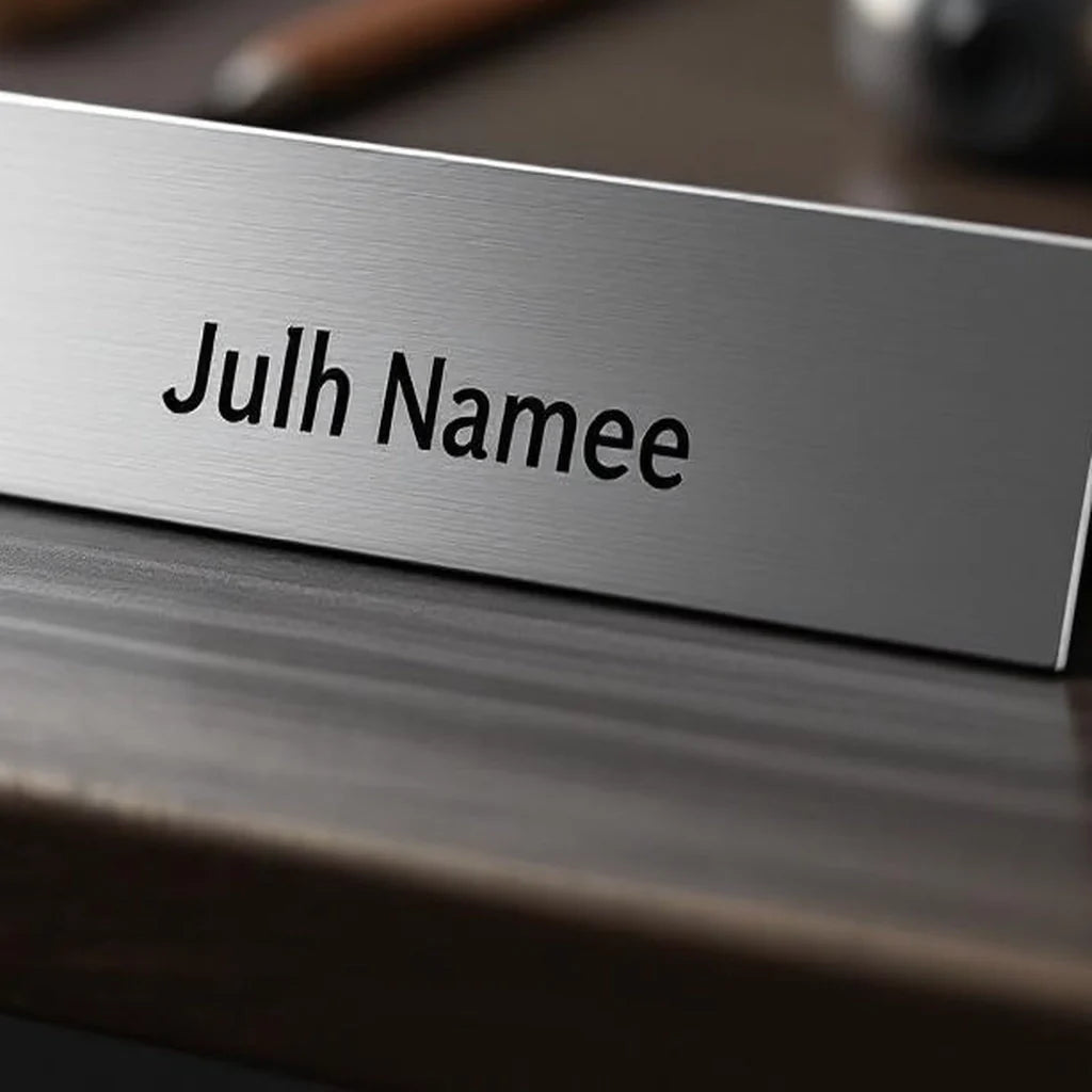 Desk Name Plate in Brushed Aluminum