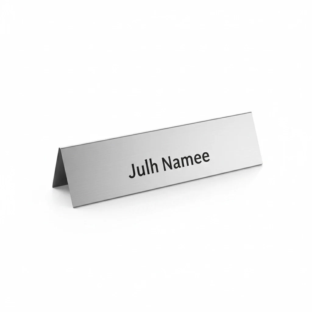 Desk Name Plate in Brushed Aluminum