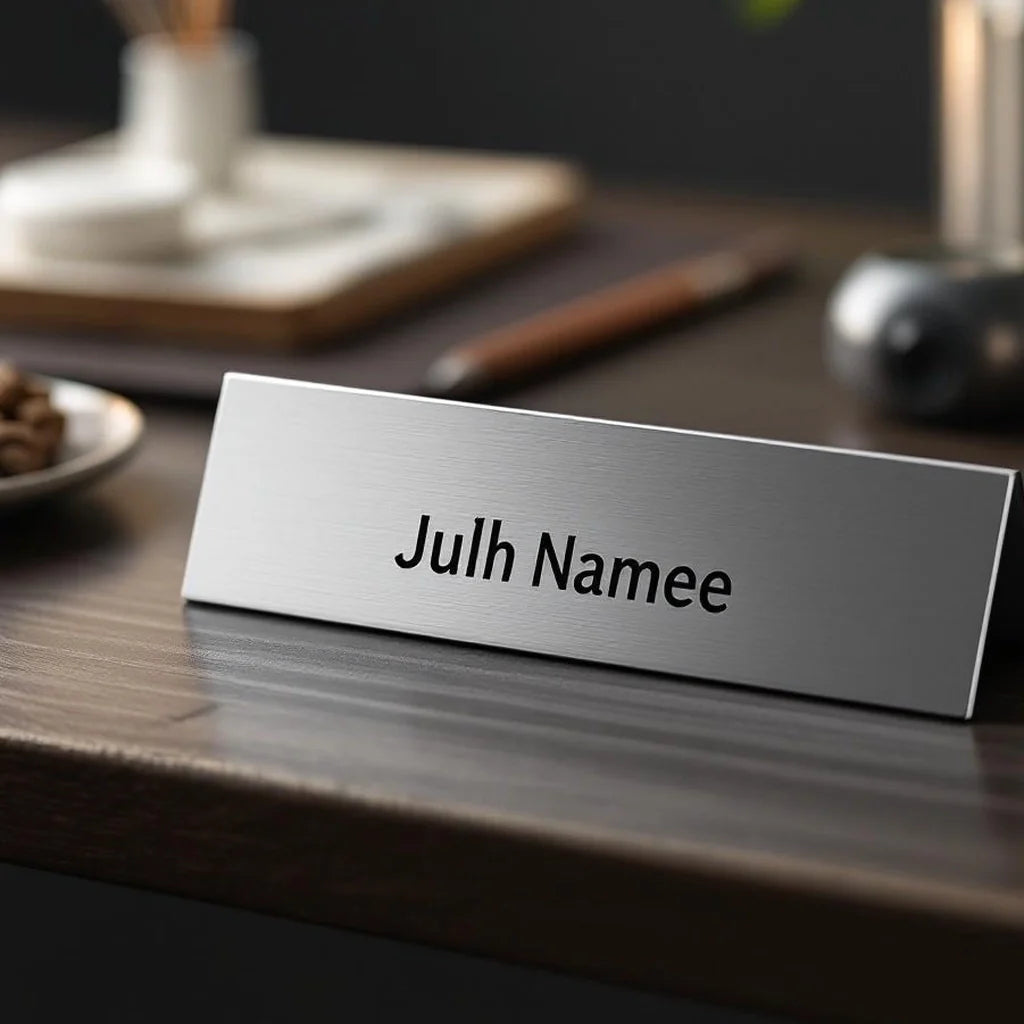 Desk Name Plate in Brushed Aluminum