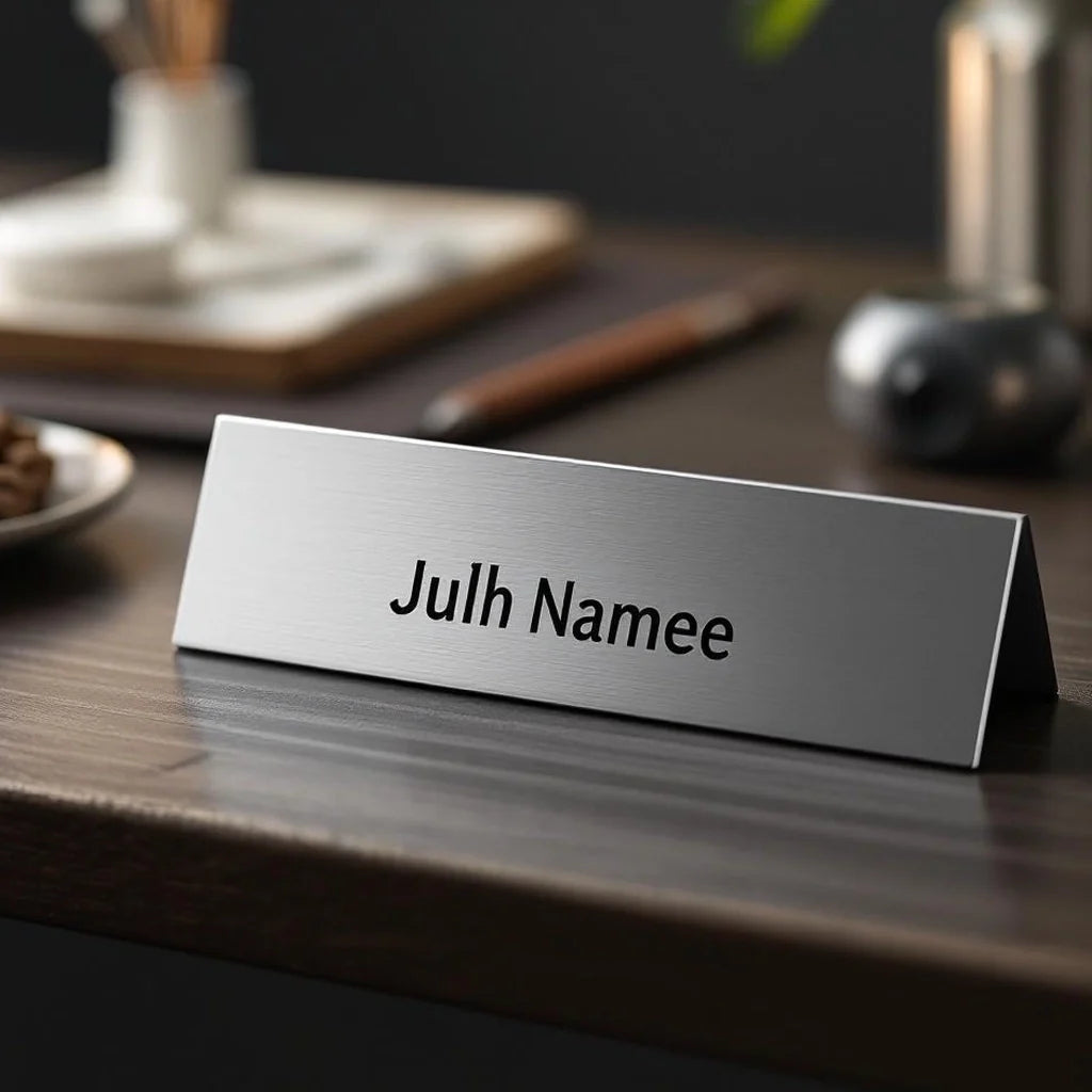 Desk Name Plate in Brushed Aluminum