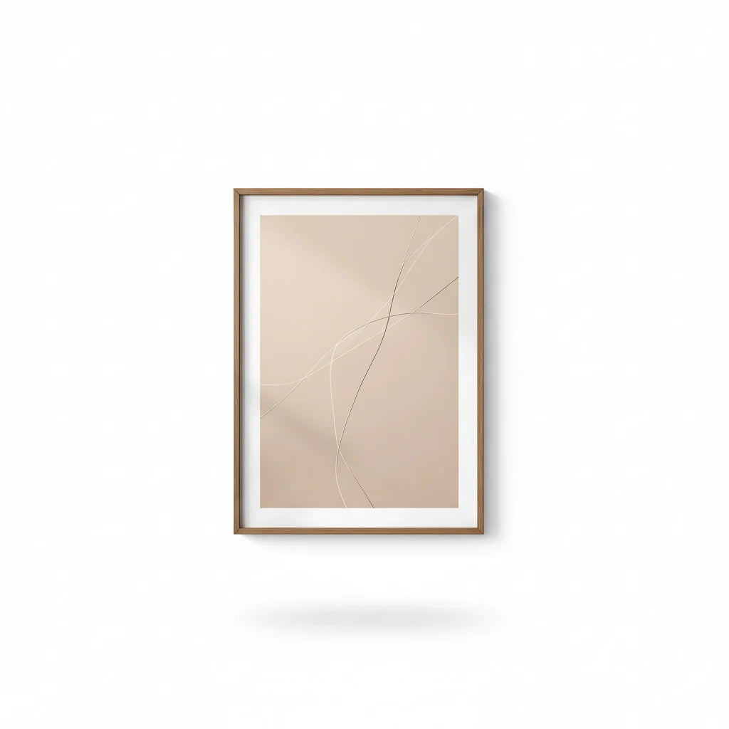 Framed Abstract Line Print in Warm Neutrals