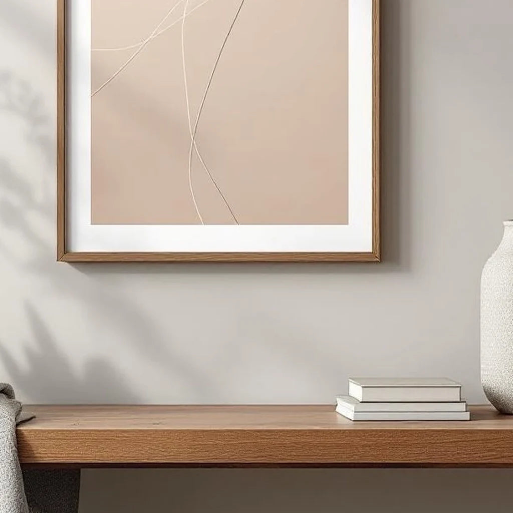 Framed Abstract Line Print in Warm Neutrals