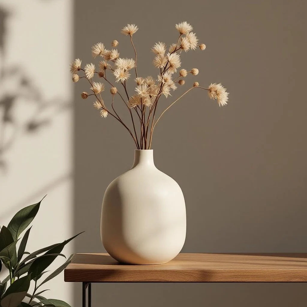 Large Sculptural Stoneware Vase in Matte Sand