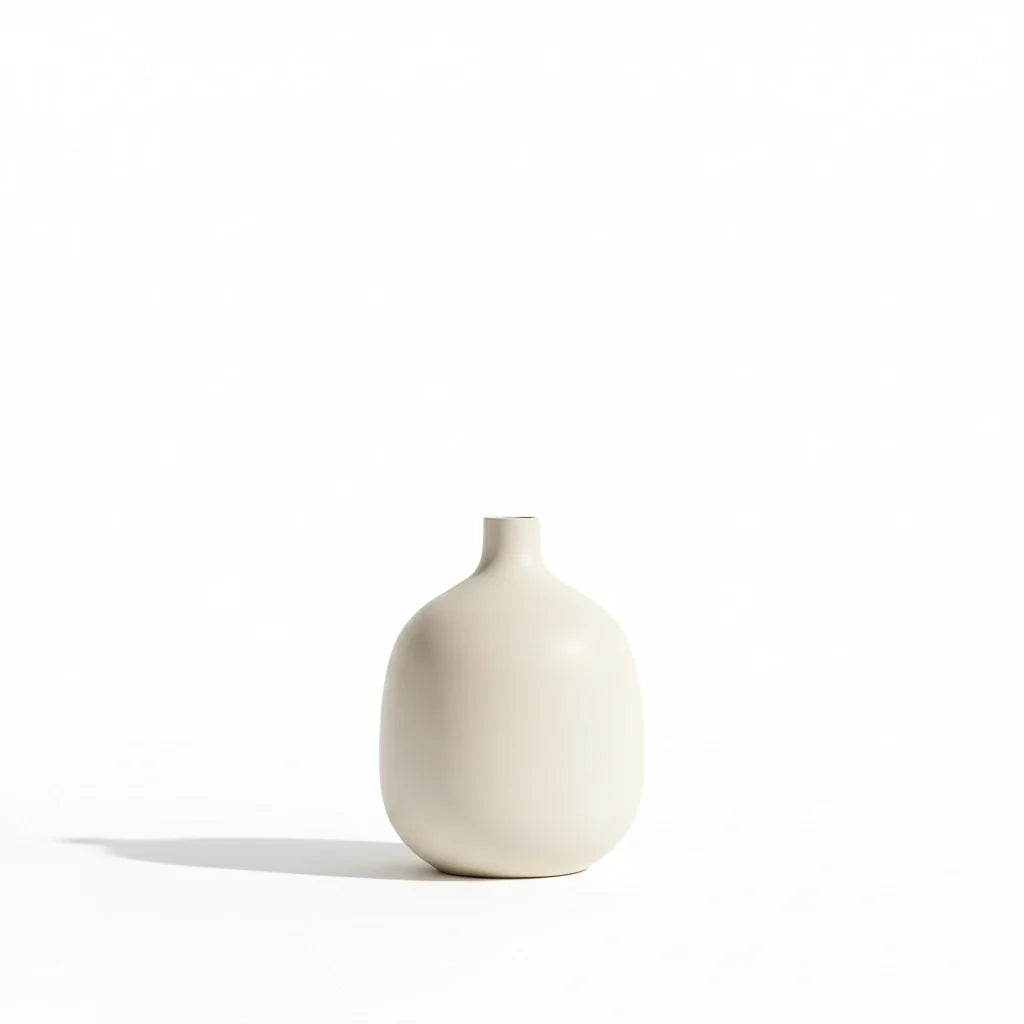 Large Sculptural Stoneware Vase in Matte Sand