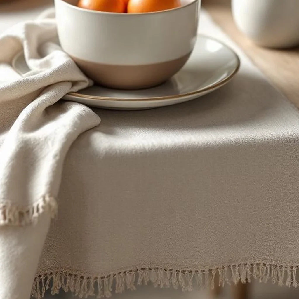 Linen Blend Table Runner in Natural Beige