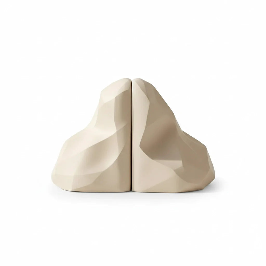 Minimal Resin Bookends in Sand Tone