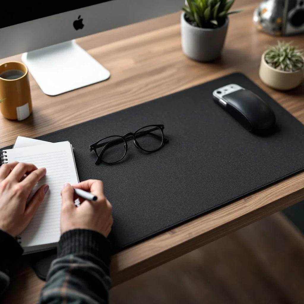 Minimalist Desk Pad in Charcoal Felt