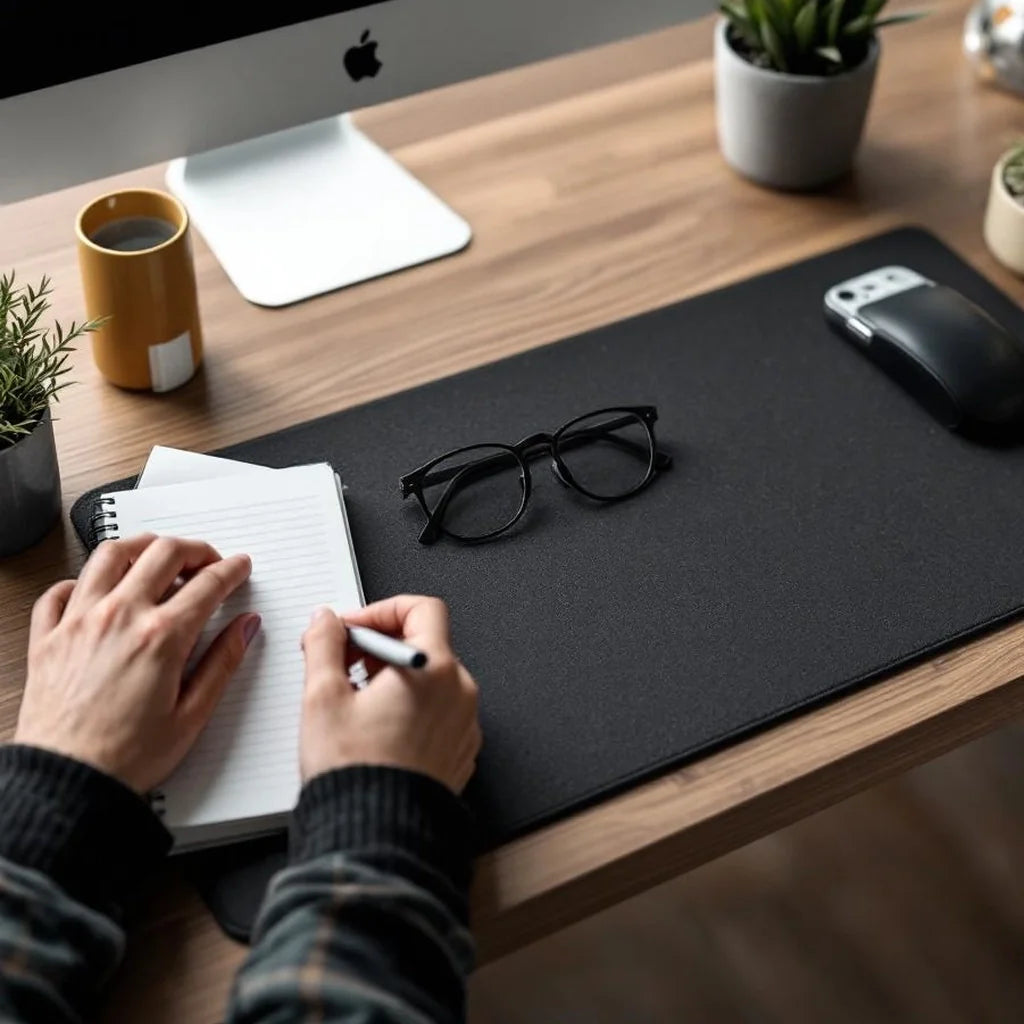 Minimalist Desk Pad in Charcoal Felt