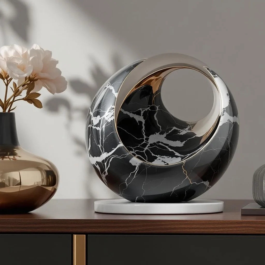 Modern Tabletop Marble Sculpture Accent