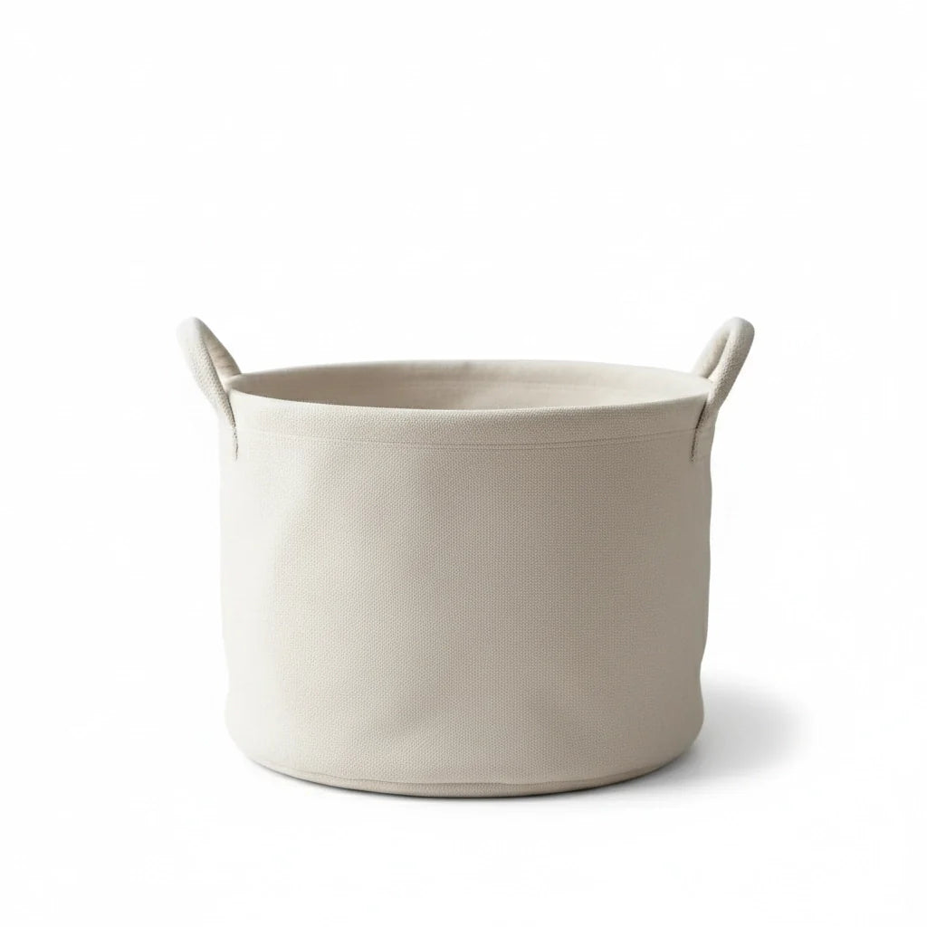 Neutral Fabric Storage Basket with Handles