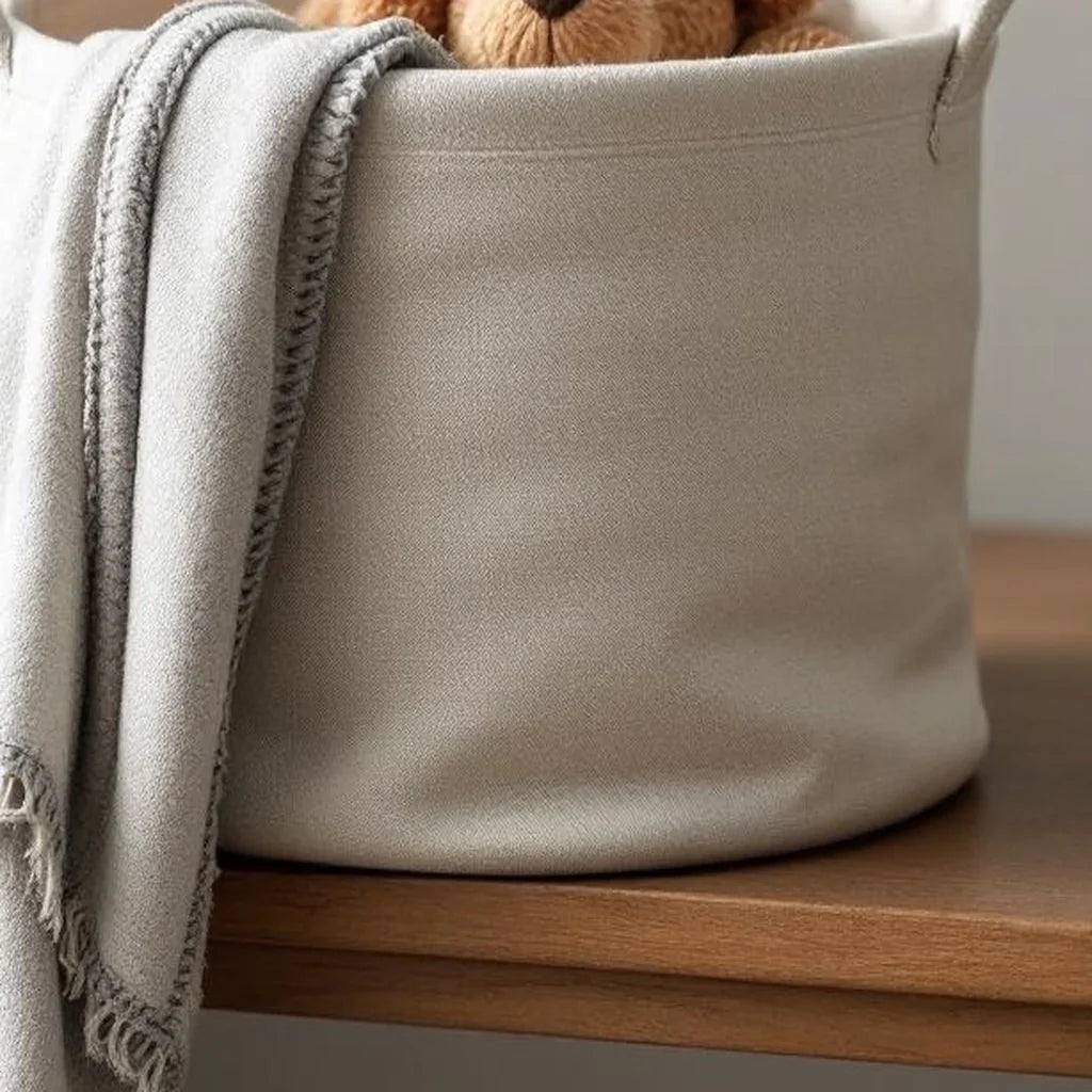 Neutral Fabric Storage Basket with Handles