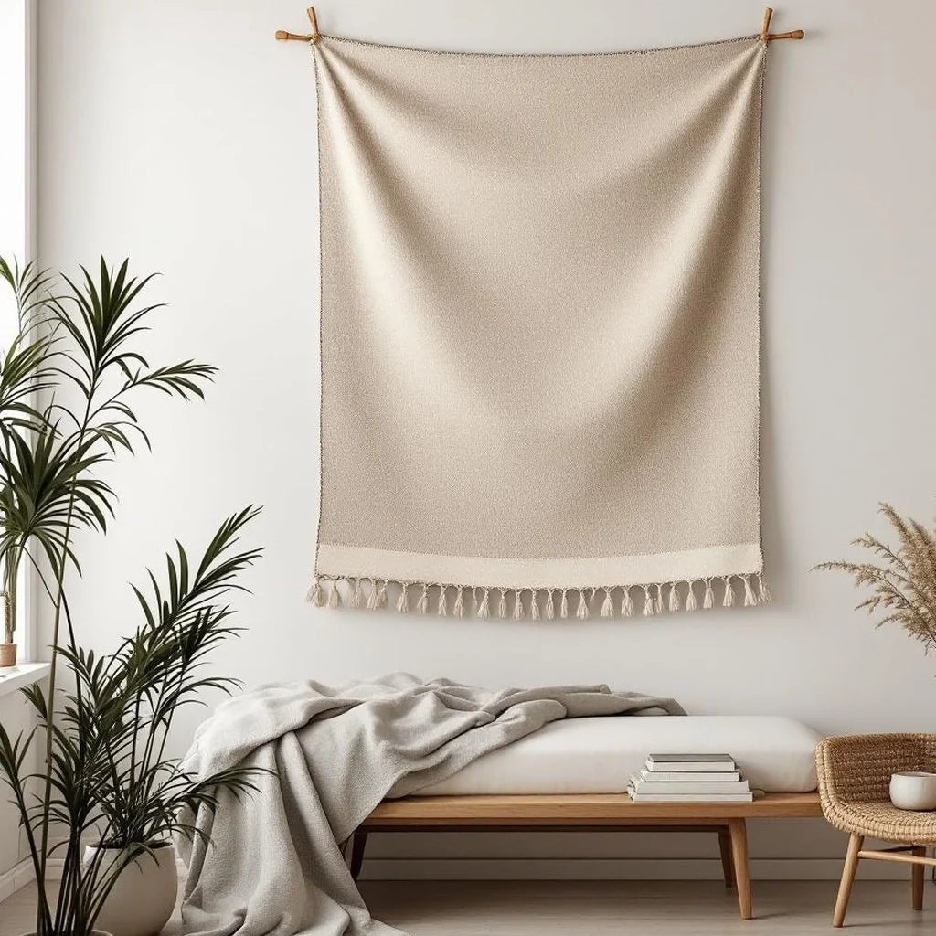 Woven Wall Tapestry in Sand and Cream