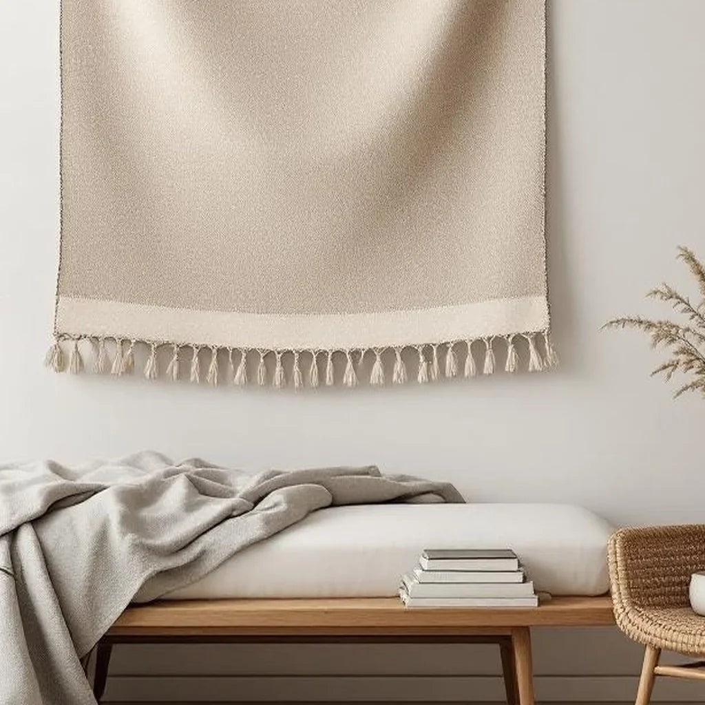 Woven Wall Tapestry in Sand and Cream