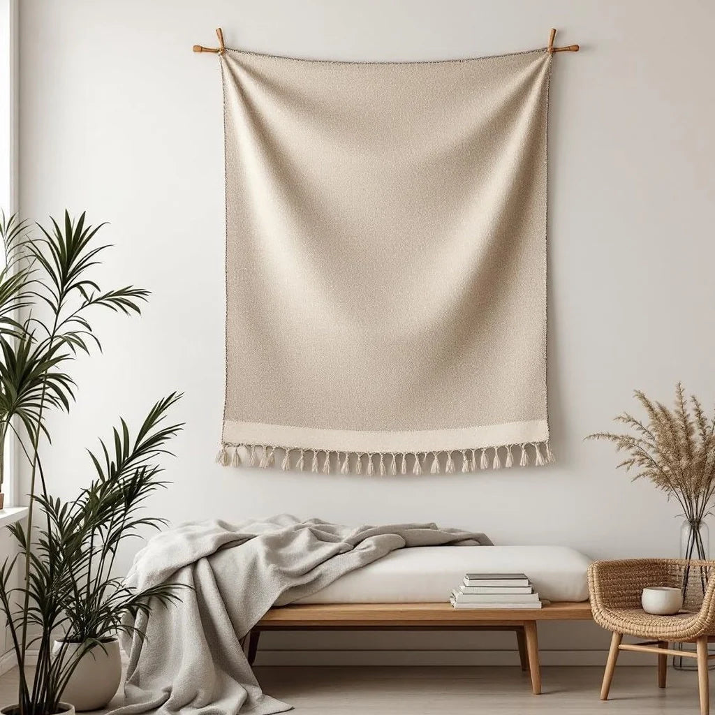 Woven Wall Tapestry in Sand and Cream