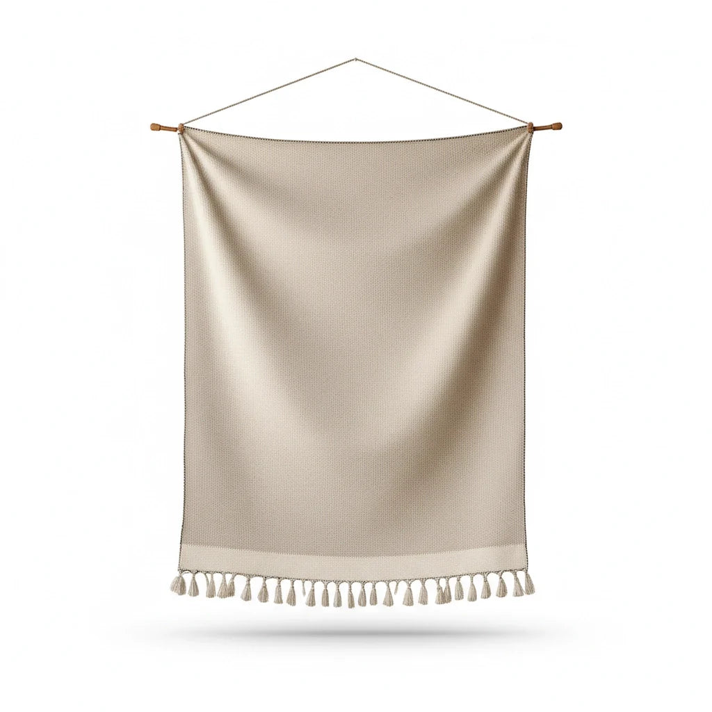 Woven Wall Tapestry in Sand and Cream