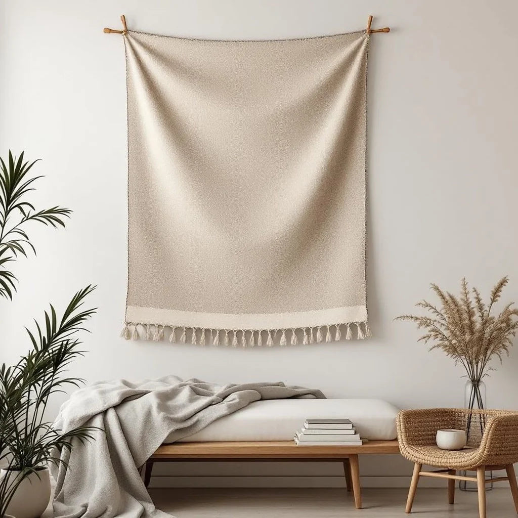 Woven Wall Tapestry in Sand and Cream